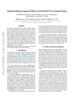 Quantized-Dialog Language Model for Goal-Oriented Conversational Systems