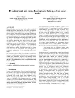 Detecting weak and strong Islamophobic hate speech on social media