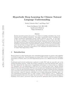 Hyperbolic Deep Learning for Chinese Natural Language Understanding