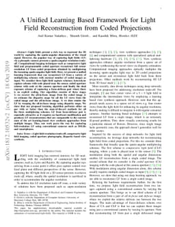 A Unified Learning Based Framework for Light Field Reconstruction from
  Coded Projections