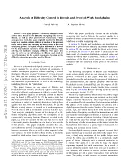 Analysis of Difficulty Control in Bitcoin and Proof-of-Work Blockchains
