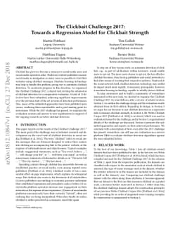 The Clickbait Challenge 2017: Towards a Regression Model for Clickbait
  Strength