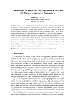 A Framework for Automated Pop-song Melody Generation with Piano
  Accompaniment Arrangement