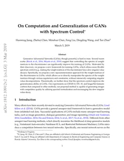 On Computation and Generalization of GANs with Spectrum Control