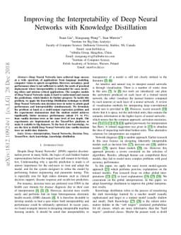 Improving the Interpretability of Deep Neural Networks with Knowledge
  Distillation
