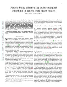Particle-based adaptive-lag online marginal smoothing in general
  state-space models