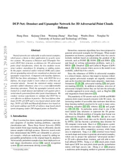 DUP-Net: Denoiser and Upsampler Network for 3D Adversarial Point Clouds
  Defense