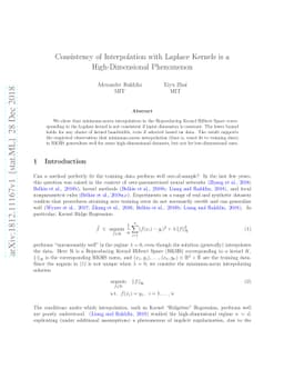 Consistency of Interpolation with Laplace Kernels is a High-Dimensional
  Phenomenon