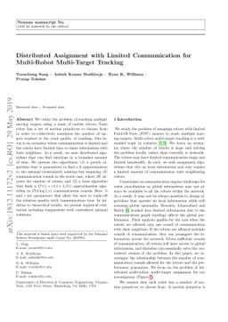 Distributed Assignment with Limited Communication for Multi-Robot
  Multi-Target Tracking