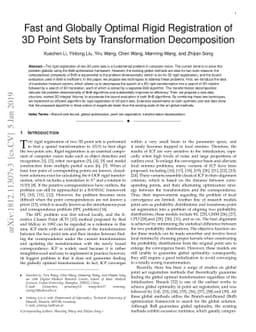 Fast and Globally Optimal Rigid Registration of 3D Point Sets by
  Transformation Decomposition