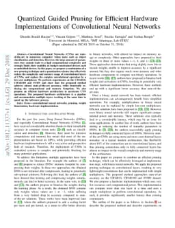 Quantized Guided Pruning for Efficient Hardware Implementations of
  Convolutional Neural Networks