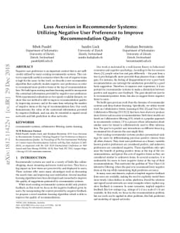 Loss Aversion in Recommender Systems: Utilizing Negative User Preference
  to Improve Recommendation Quality