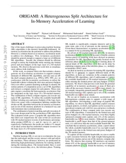 ORIGAMI: A Heterogeneous Split Architecture for In-Memory Acceleration
  of Learning