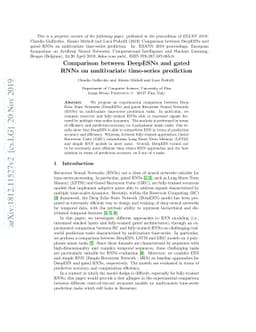 Comparison between DeepESNs and gated RNNs on multivariate time-series
  prediction