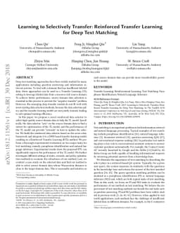 Learning to Selectively Transfer: Reinforced Transfer Learning for Deep
  Text Matching