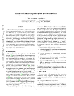 Deep Residual Learning in the JPEG Transform Domain