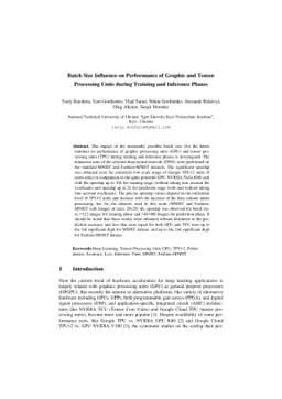 Batch Size Influence on Performance of Graphic and Tensor Processing
  Units during Training and Inference Phases