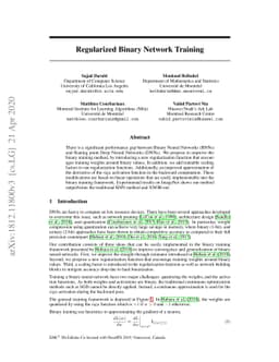 Regularized Binary Network Training
