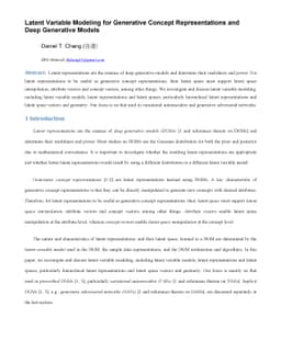Latent Variable Modeling for Generative Concept Representations and Deep
  Generative Models