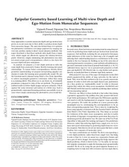 Epipolar Geometry based Learning of Multi-view Depth and Ego-Motion from
  Monocular Sequences