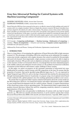 Gray-box Adversarial Testing for Control Systems with Machine Learning
  Component