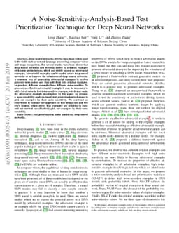 A Noise-Sensitivity-Analysis-Based Test Prioritization Technique for
  Deep Neural Networks