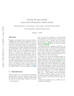 Closing the gap towards end-to-end autonomous vehicle system