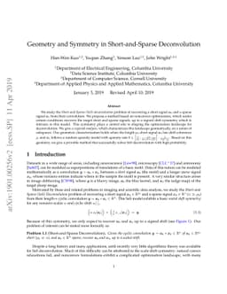 Geometry and Symmetry in Short-and-Sparse Deconvolution