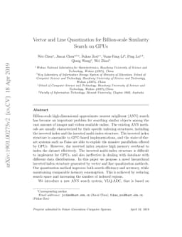 Vector and Line Quantization for Billion-scale Similarity Search on GPUs