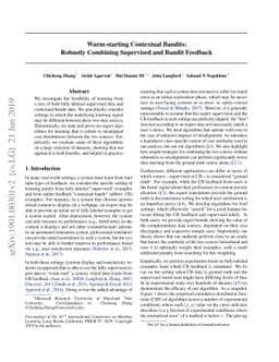 Warm-starting Contextual Bandits: Robustly Combining Supervised and
  Bandit Feedback