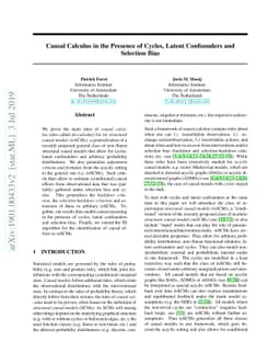 Causal Calculus in the Presence of Cycles, Latent Confounders and
  Selection Bias