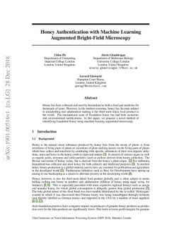 Honey Authentication with Machine Learning Augmented Bright-Field
  Microscopy