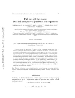 Pull out all the stops: Textual analysis via punctuation sequences