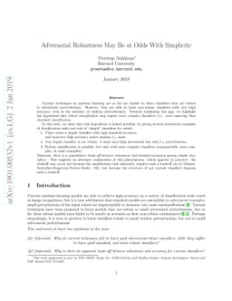 Adversarial Robustness May Be at Odds With Simplicity