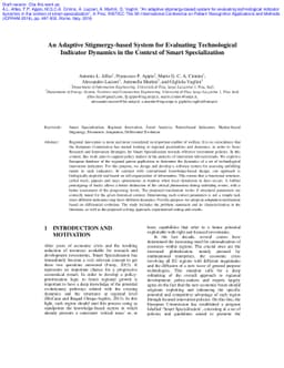 An adaptive stigmergy-based system for evaluating technological
  indicator dynamics in the context of smart specialization
