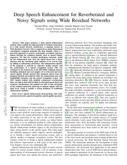 Deep Speech Enhancement for Reverberated and Noisy Signals using Wide
  Residual Networks