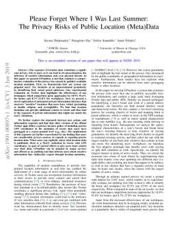 Please Forget Where I Was Last Summer: The Privacy Risks of Public
  Location (Meta)Data