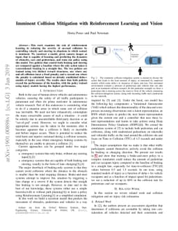 Imminent Collision Mitigation with Reinforcement Learning and Vision