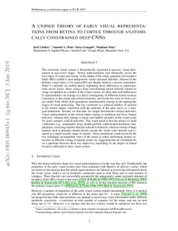 A Unified Theory of Early Visual Representations from Retina to Cortex
  through Anatomically Constrained Deep CNNs