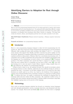 Identifying Barriers to Adoption for Rust through Online Discourse