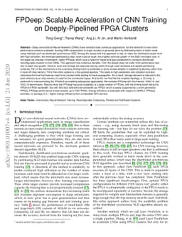 FPDeep: Scalable Acceleration of CNN Training on Deeply-Pipelined FPGA
  Clusters
