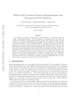 Multi-Product Dynamic Pricing in High-Dimensions with Heterogeneous
  Price Sensitivity