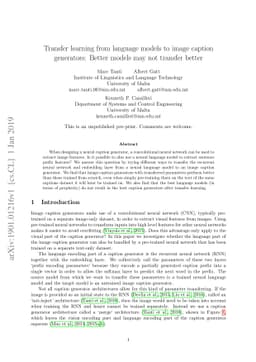 Transfer learning from language models to image caption generators:
  Better models may not transfer better