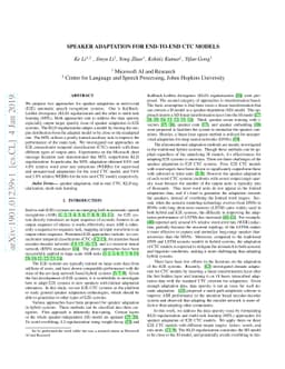 Speaker Adaptation for End-to-End CTC Models