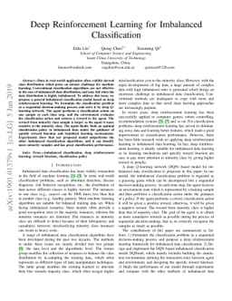 Deep Reinforcement Learning for Imbalanced Classification