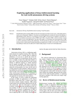 Exploring applications of deep reinforcement learning for real-world
  autonomous driving systems