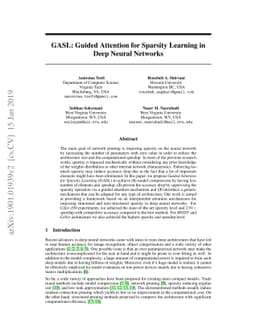 GASL: Guided Attention for Sparsity Learning in Deep Neural Networks