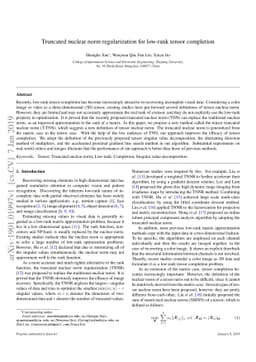 Truncated nuclear norm regularization for low-rank tensor completion