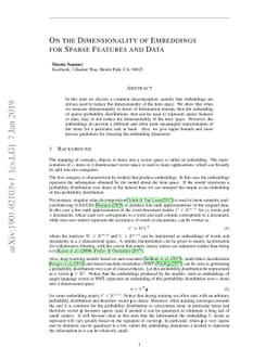 On the Dimensionality of Embeddings for Sparse Features and Data