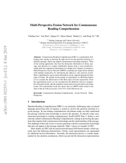 Multi-Perspective Fusion Network for Commonsense Reading Comprehension